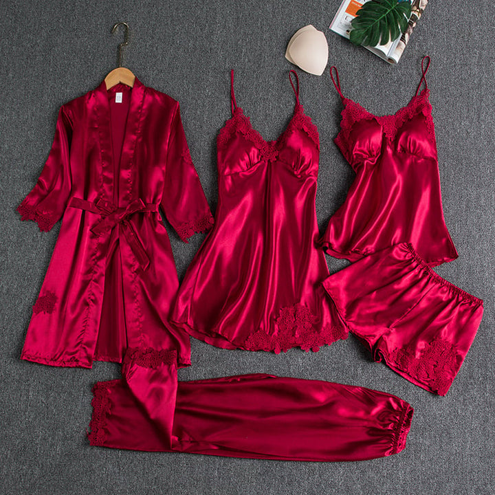 Judith - 5-Piece Silk Lace Nightwear Set
