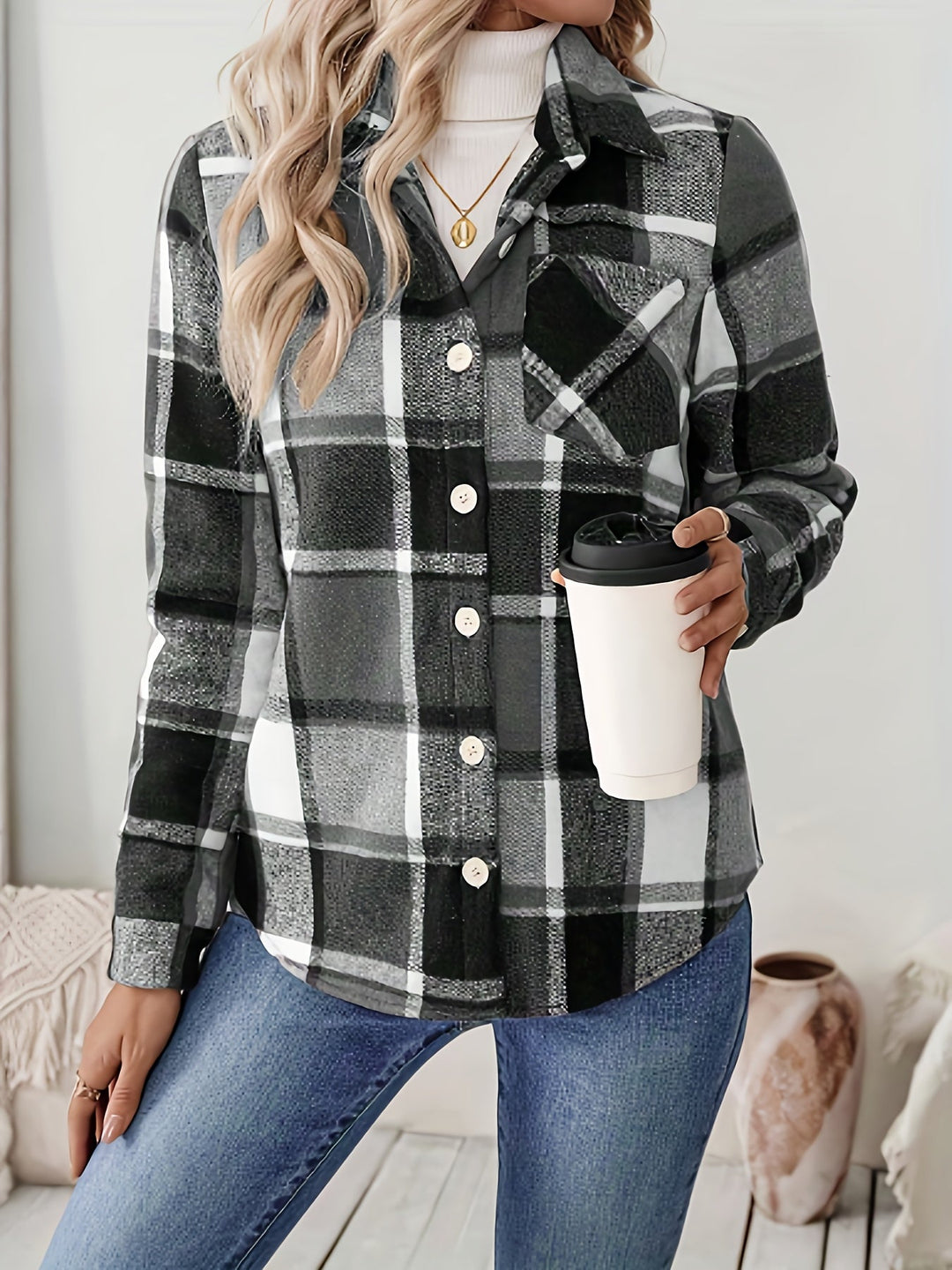 Amanda - Fleece-Lined Gingham Shirt