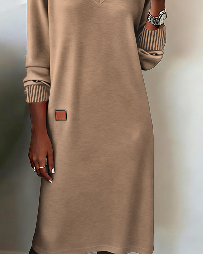 Stylish sweater dress with a V-neck