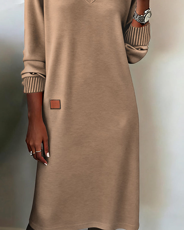 Stylish sweater dress with a V-neck