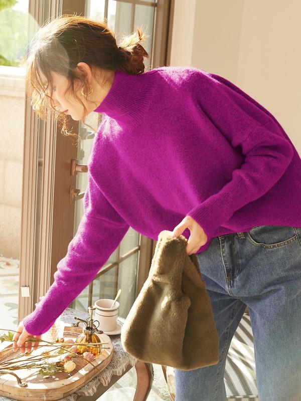 Mary - High Neck Loose Pullover Sweater