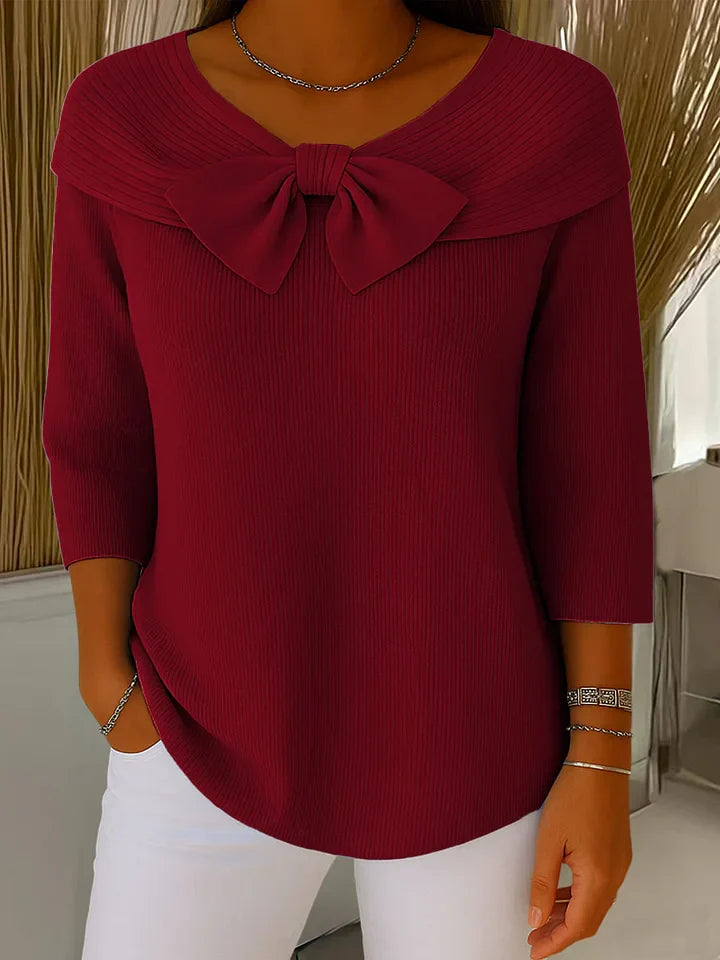 Margaret - Sweater with Bow and Round Neckline