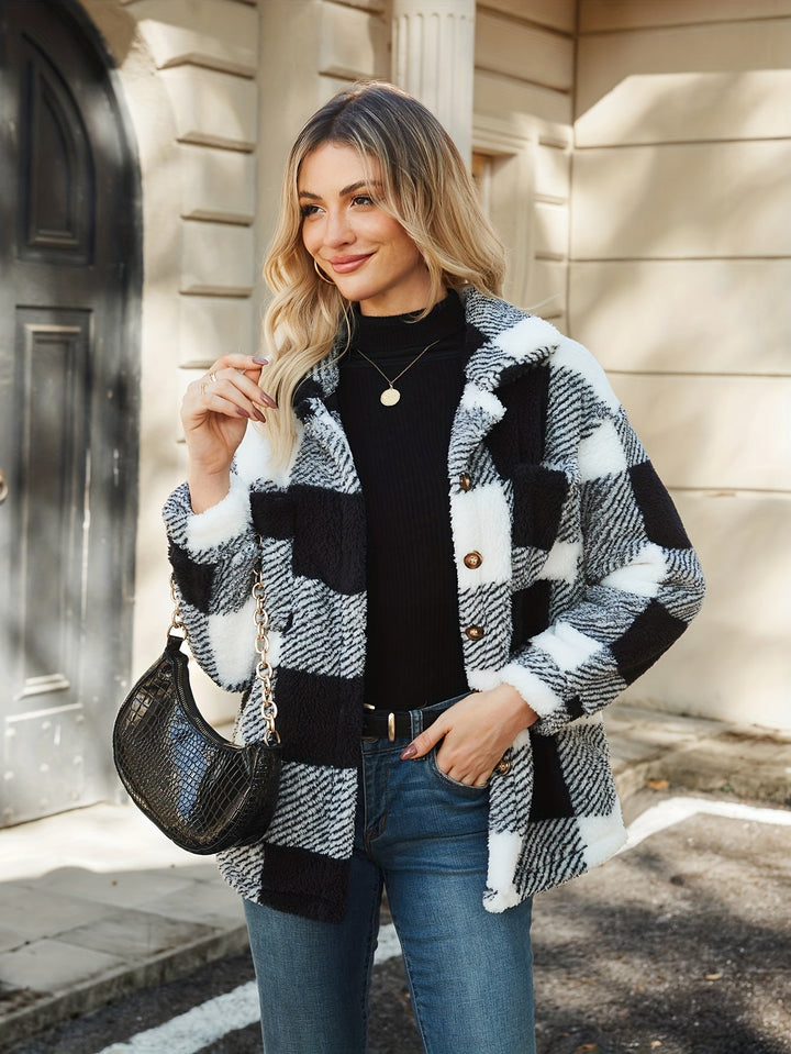 Emily - Plaid Lapel Coat