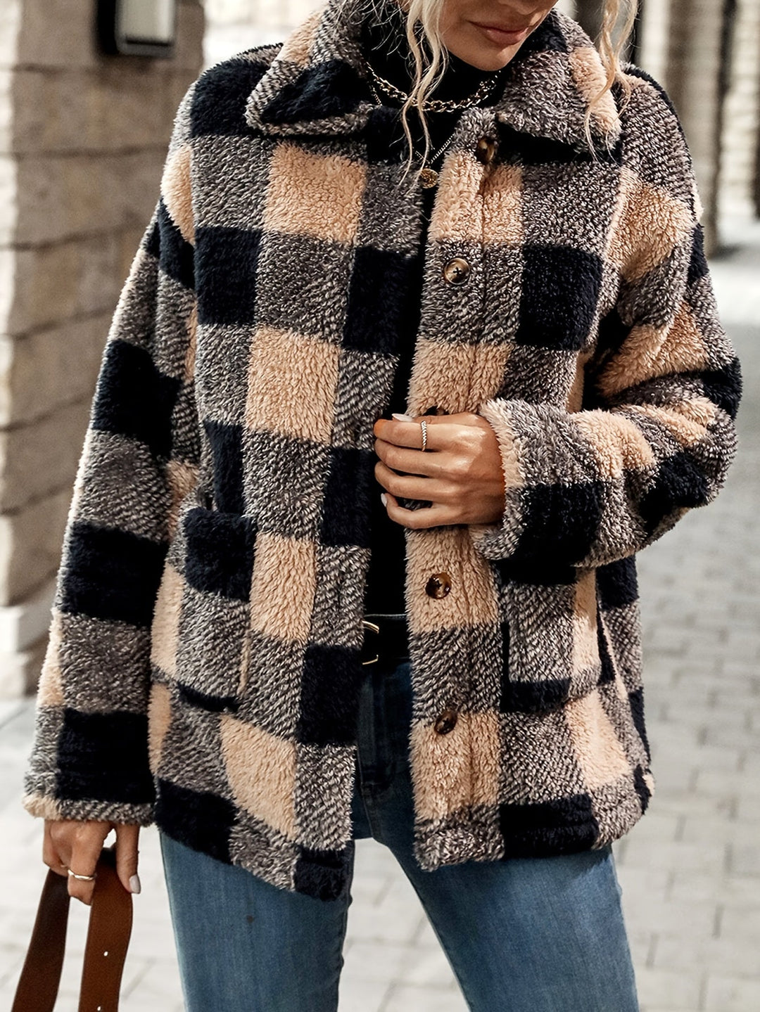 Jennifer - Plaid Faux Fur Coat