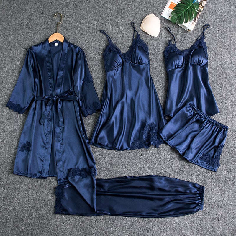 Judith - 5-Piece Silk Lace Nightwear Set