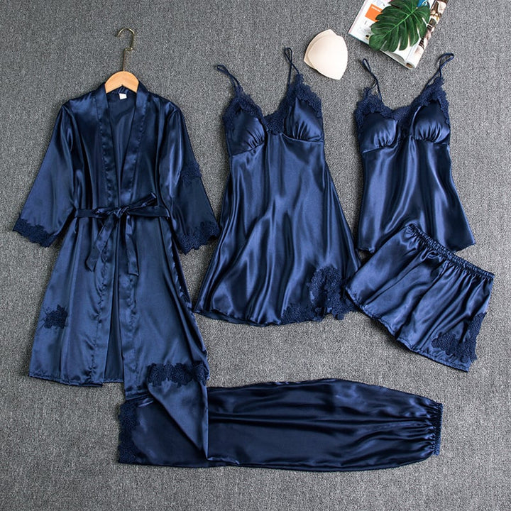 Judith - 5-Piece Silk Lace Nightwear Set