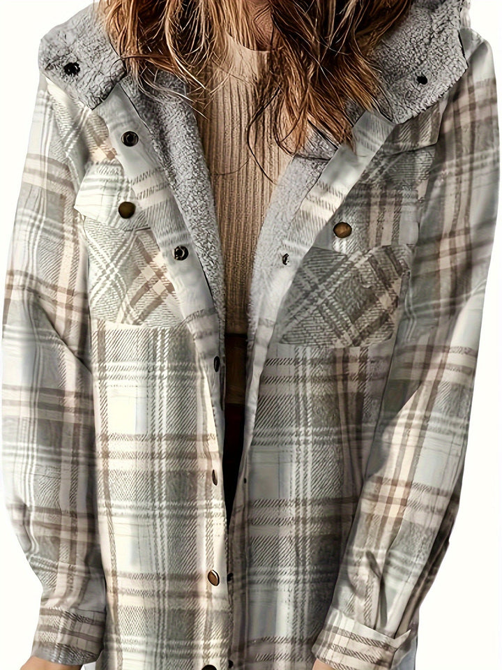 Chloe - Plaid Hooded Fall Jacket