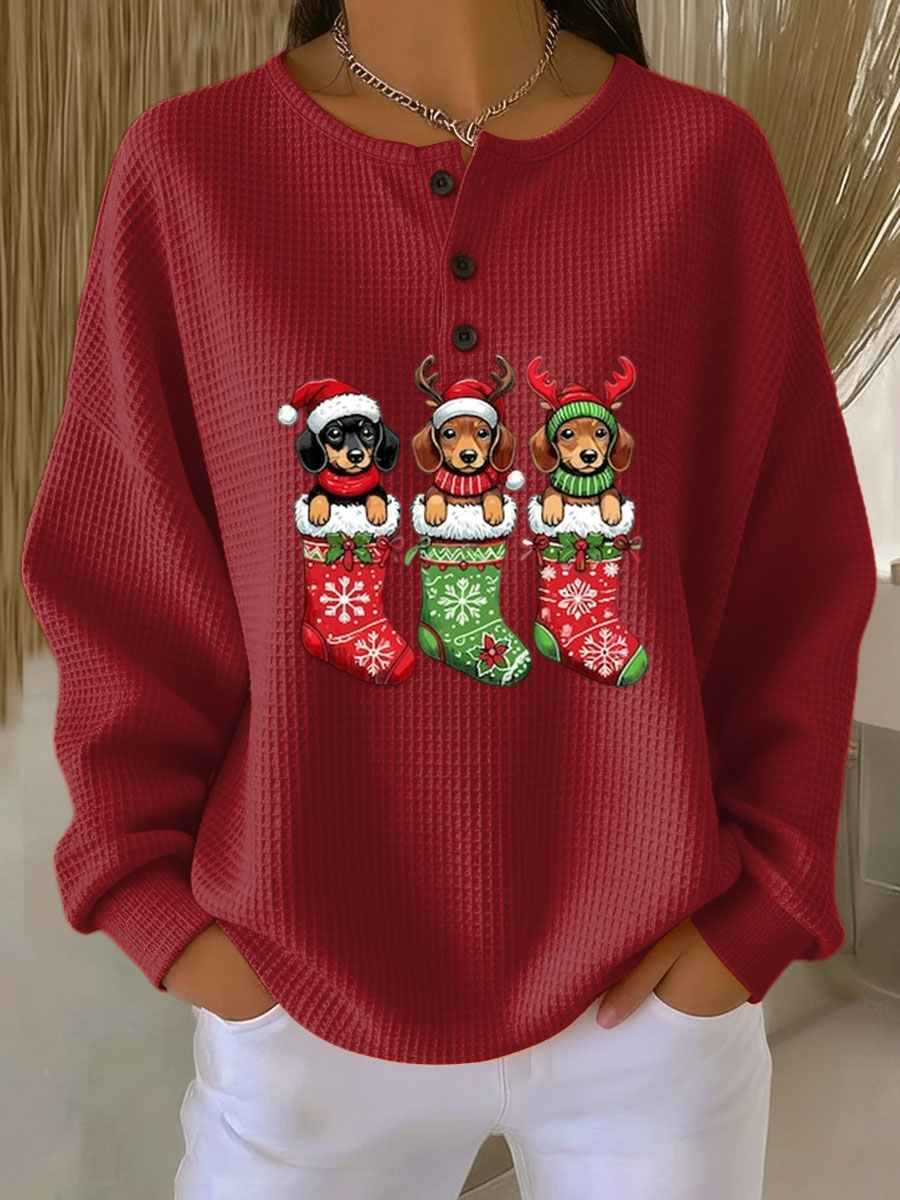 Megan - Vintage Christmas Sweater with Dog Motif