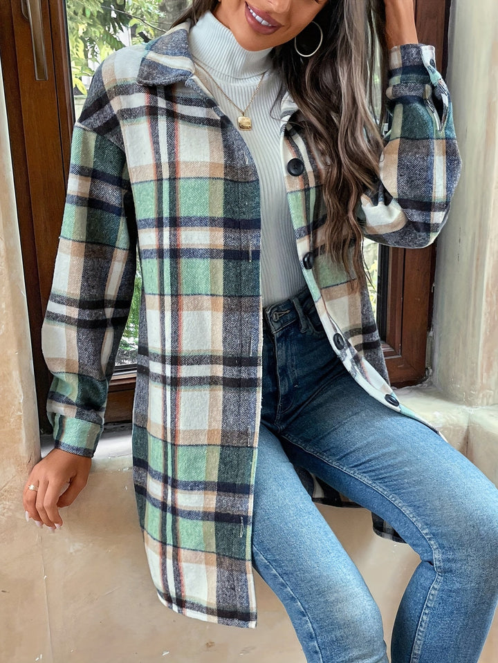 Elizabeth - Plaid Casual Lapel Collar Coat