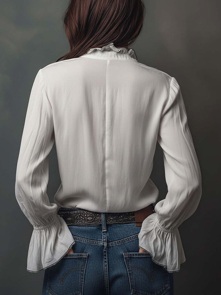 Susan - Blouse with Ruffles and Zipper