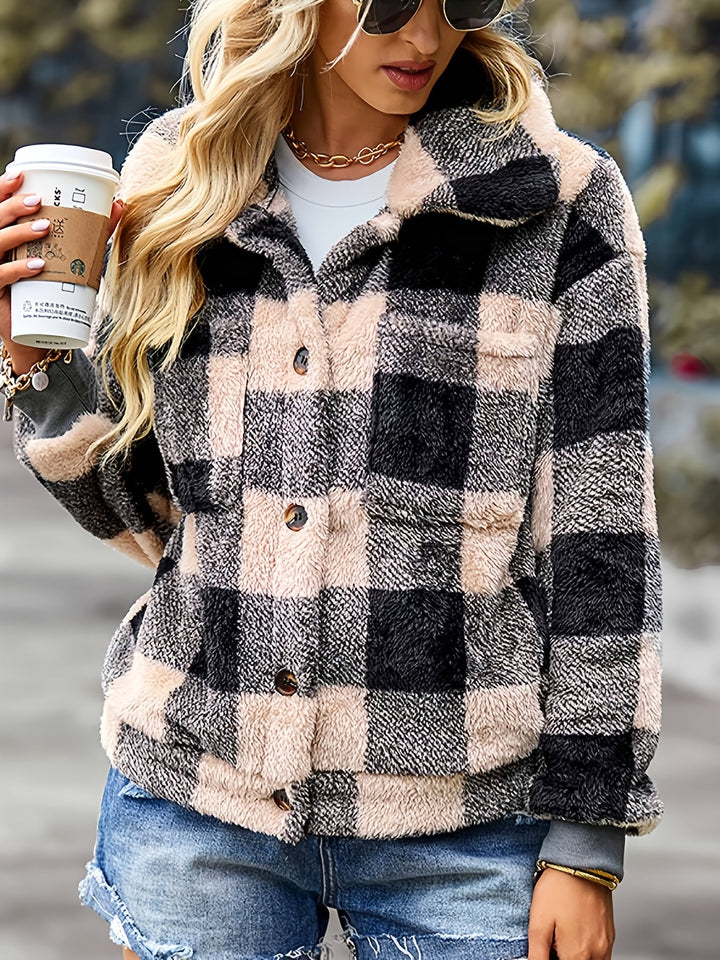 Megan - Plaid Fleece Jacket