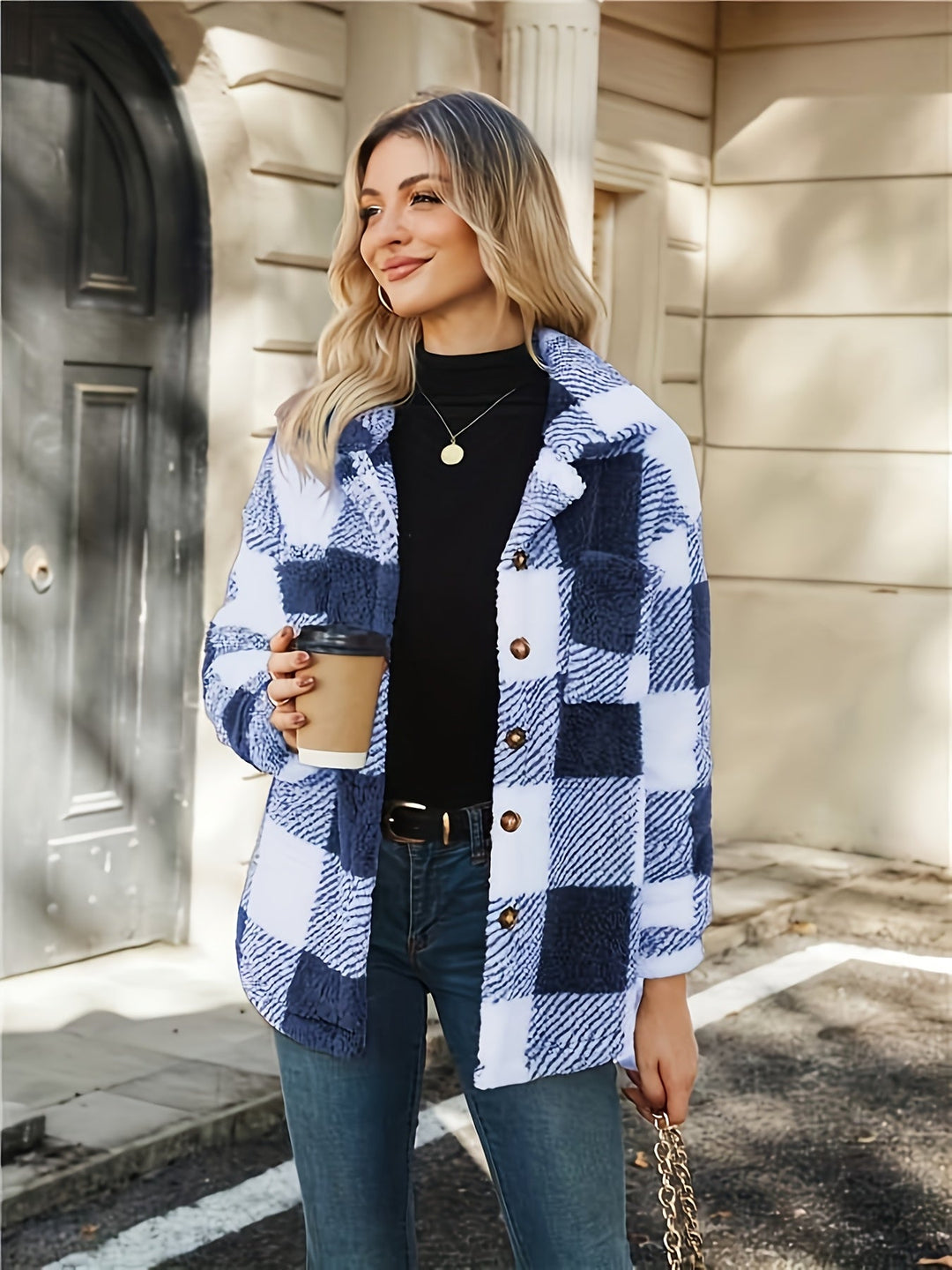 Emily - Plaid Lapel Coat