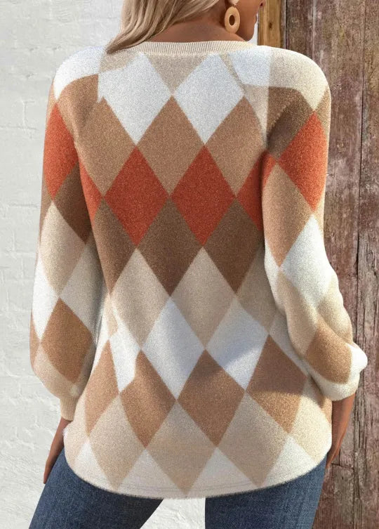 Wendy - Checkered Knit with Button Detail