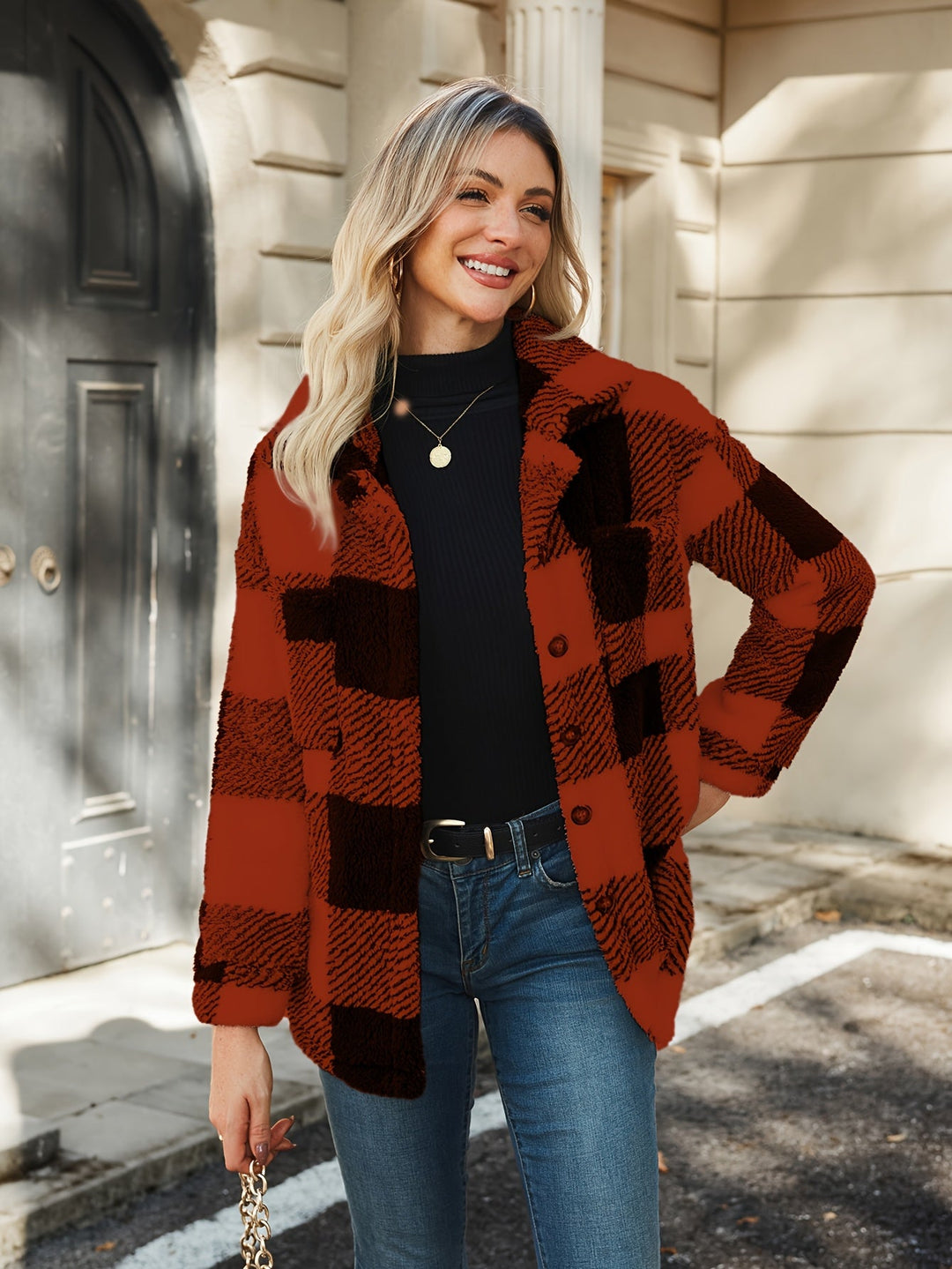 Emily - Plaid Lapel Coat