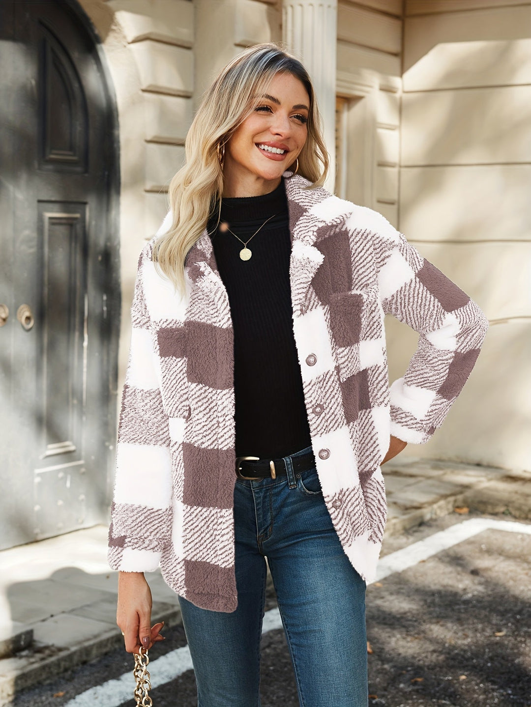 Emily - Plaid Lapel Coat