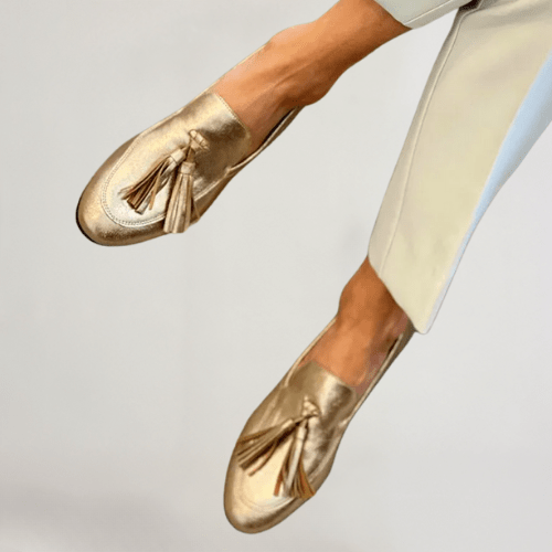 Olivia - Gold Loafers