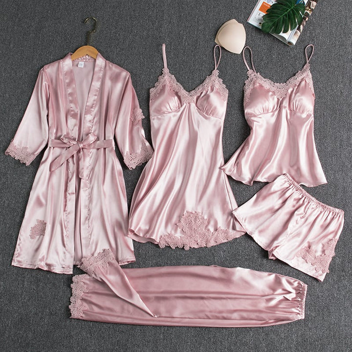 Judith - 5-Piece Silk Lace Nightwear Set