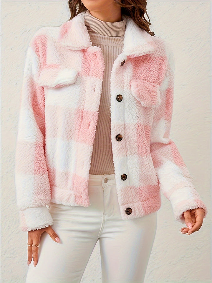 Hannah - Plush Plaid Coat