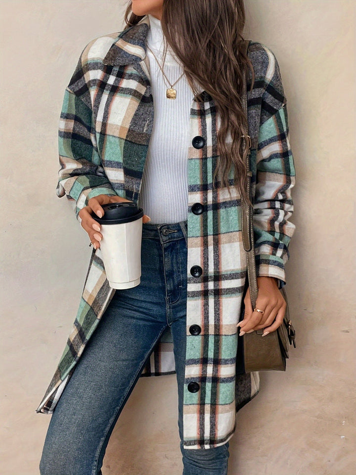 Elizabeth - Plaid Casual Lapel Collar Coat
