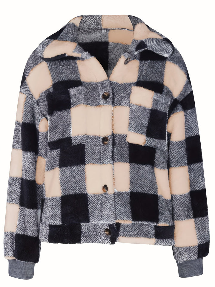 Megan - Plaid Fleece Jacket