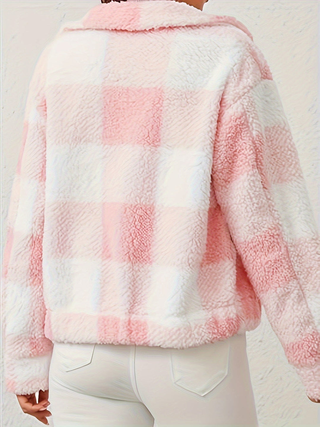 Hannah - Plush Plaid Coat