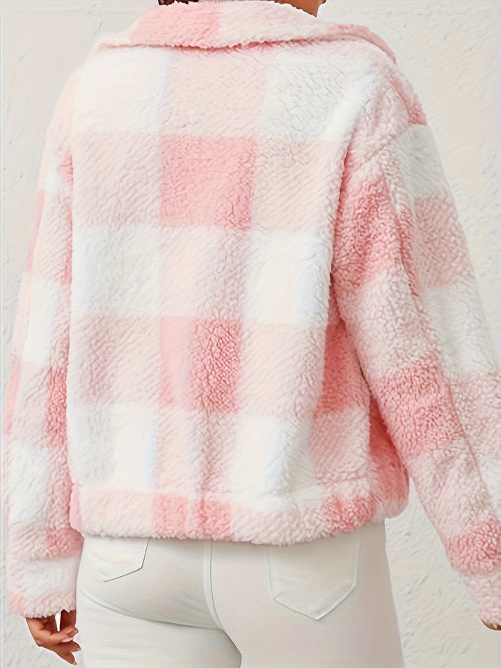 Hannah - Plush Plaid Coat