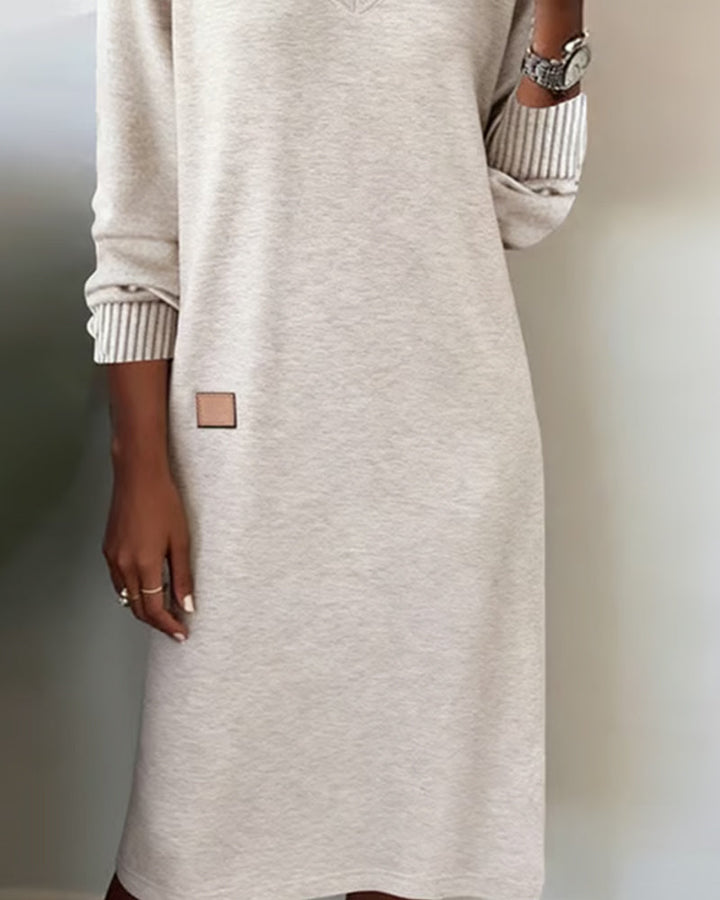 Stylish sweater dress with a V-neck