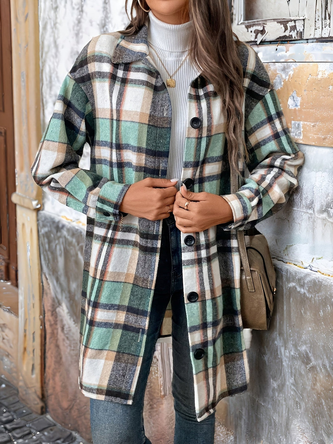 Elizabeth - Plaid Casual Lapel Collar Coat