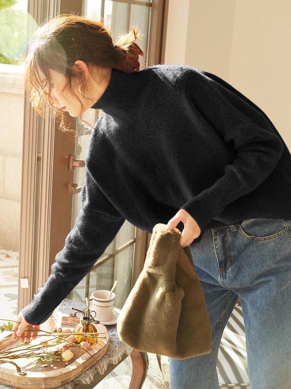 Mary - High Neck Loose Pullover Sweater