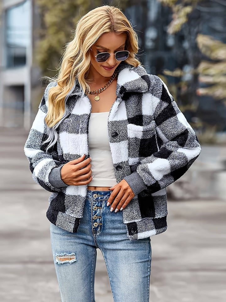 Megan - Plaid Fleece Jacket