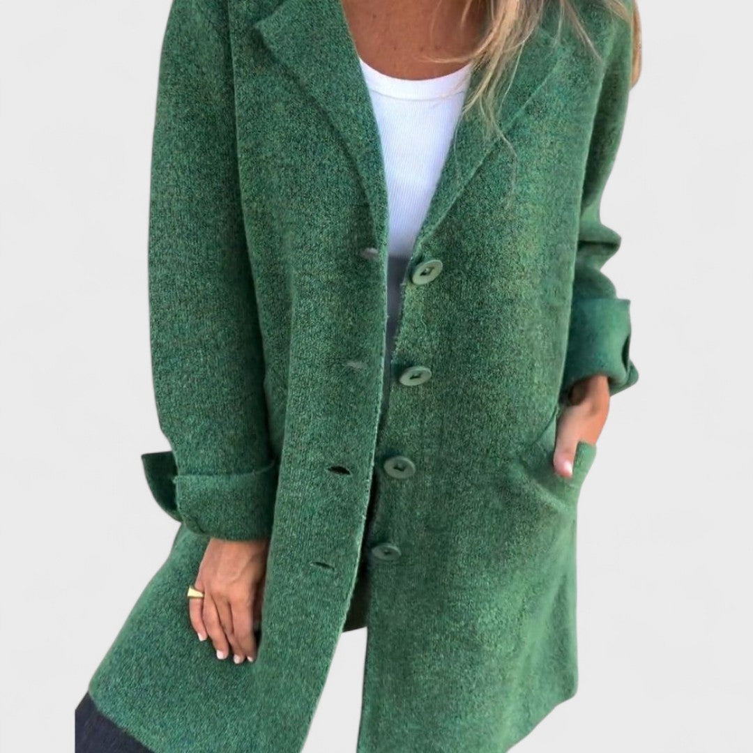 Jenna - Casual Long Coat with Lapels