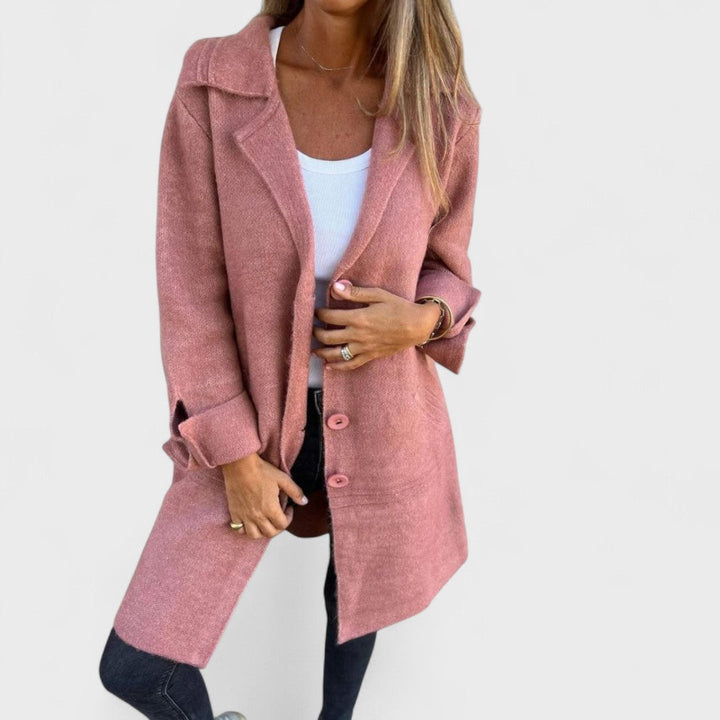 Jenna - Casual Long Coat with Lapels