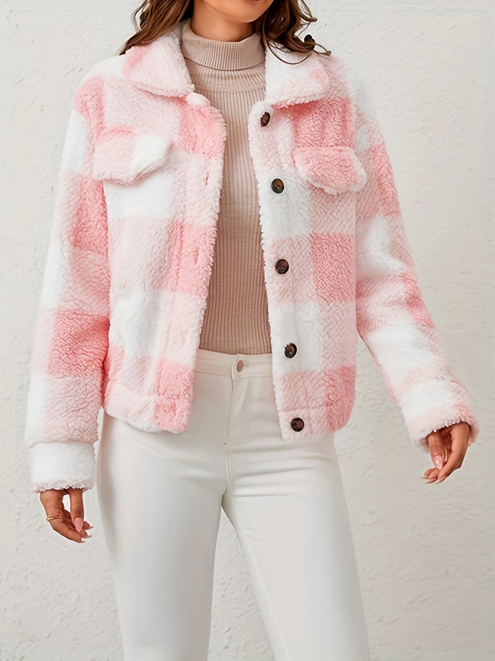 Hannah - Plush Plaid Coat