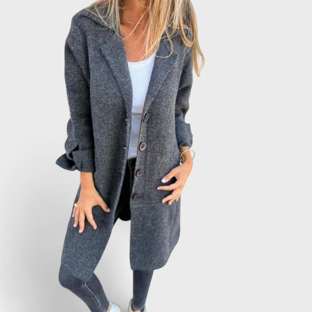 Jenna - Casual Long Coat with Lapels
