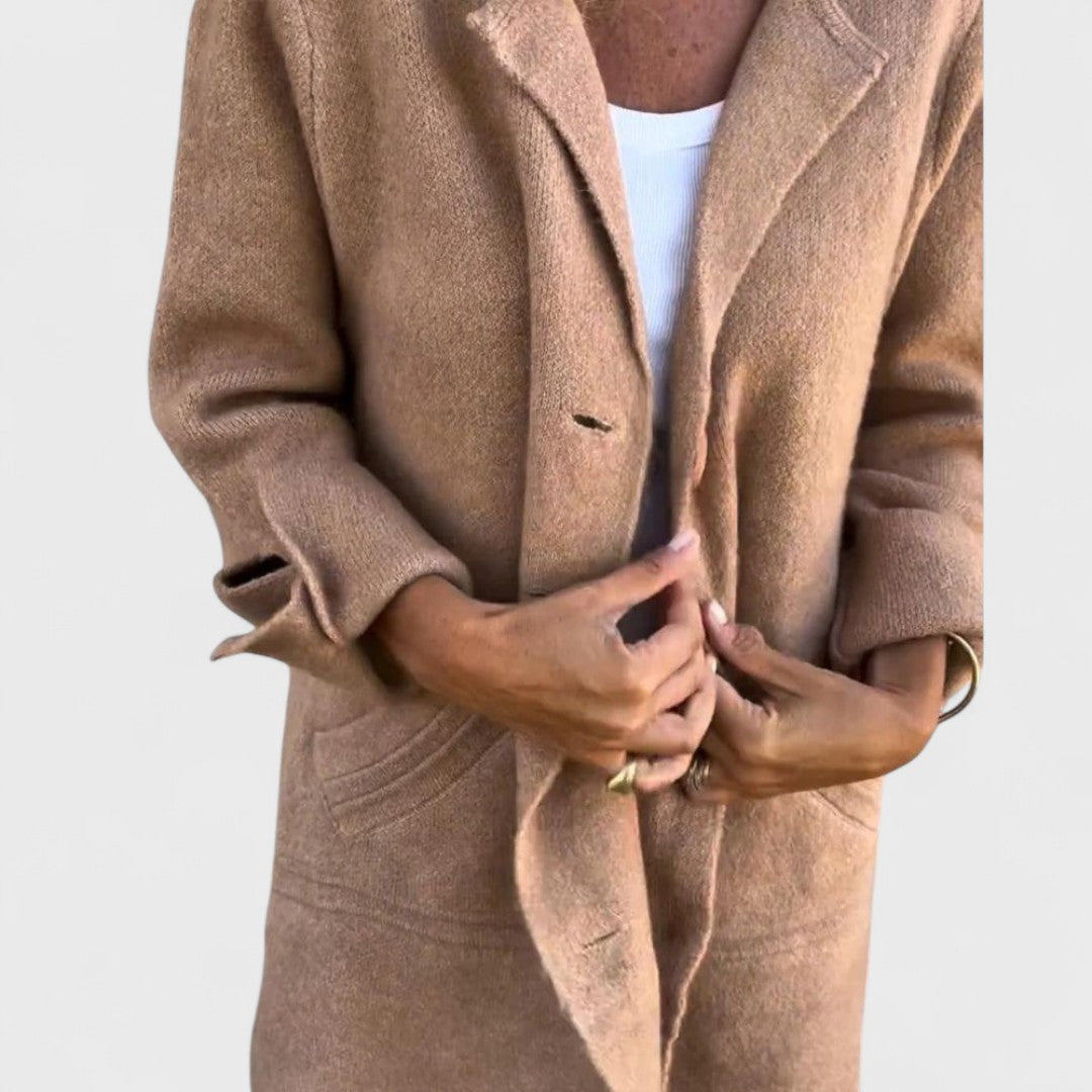 Jenna - Casual Long Coat with Lapels