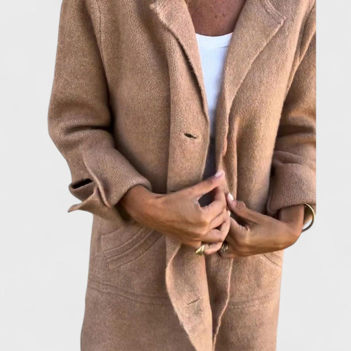 Jenna - Casual Long Coat with Lapels