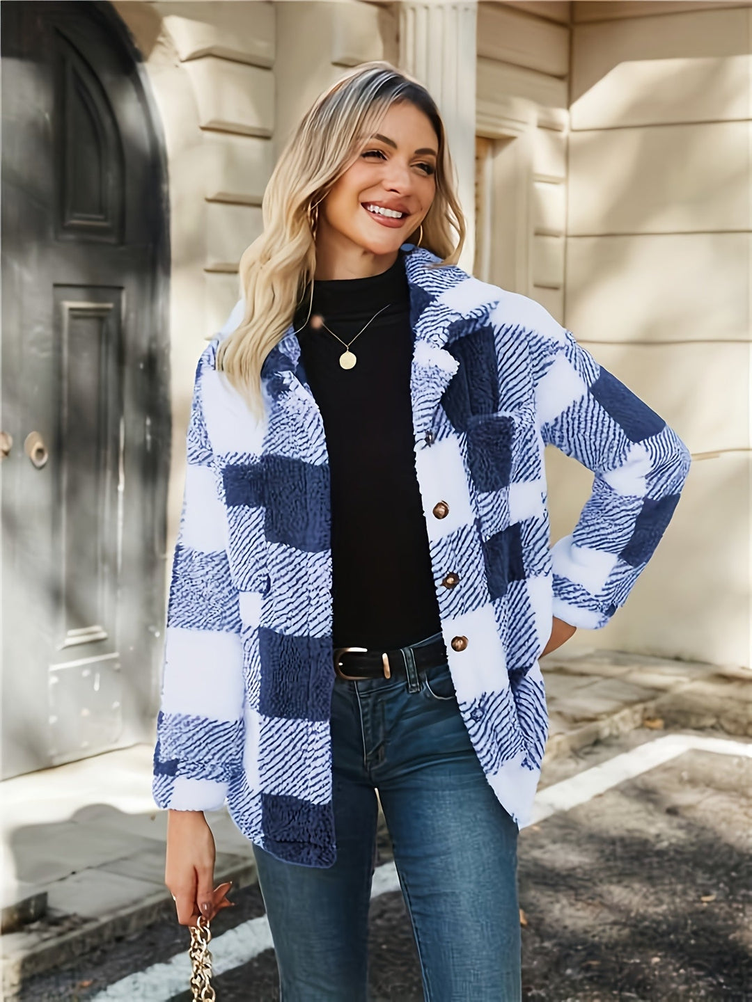 Emily - Plaid Lapel Coat