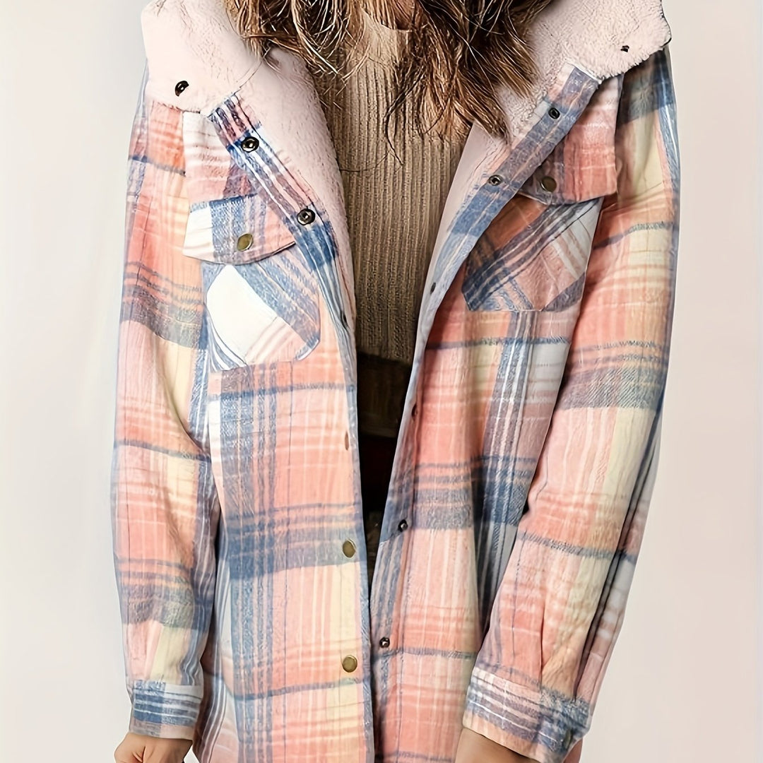 Chloe - Plaid Hooded Fall Jacket
