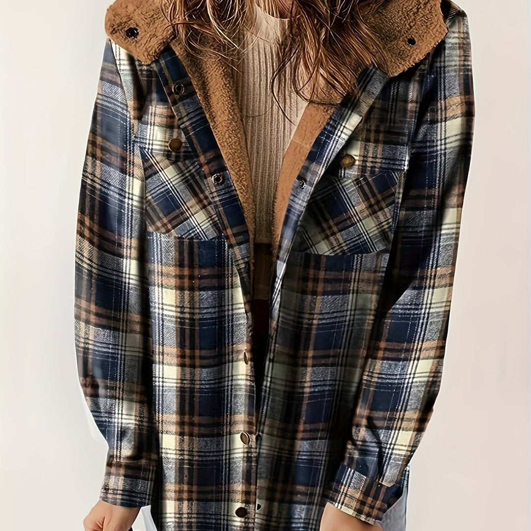 Chloe - Plaid Hooded Fall Jacket