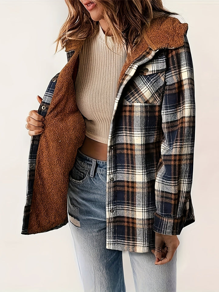 Chloe - Plaid Hooded Fall Jacket