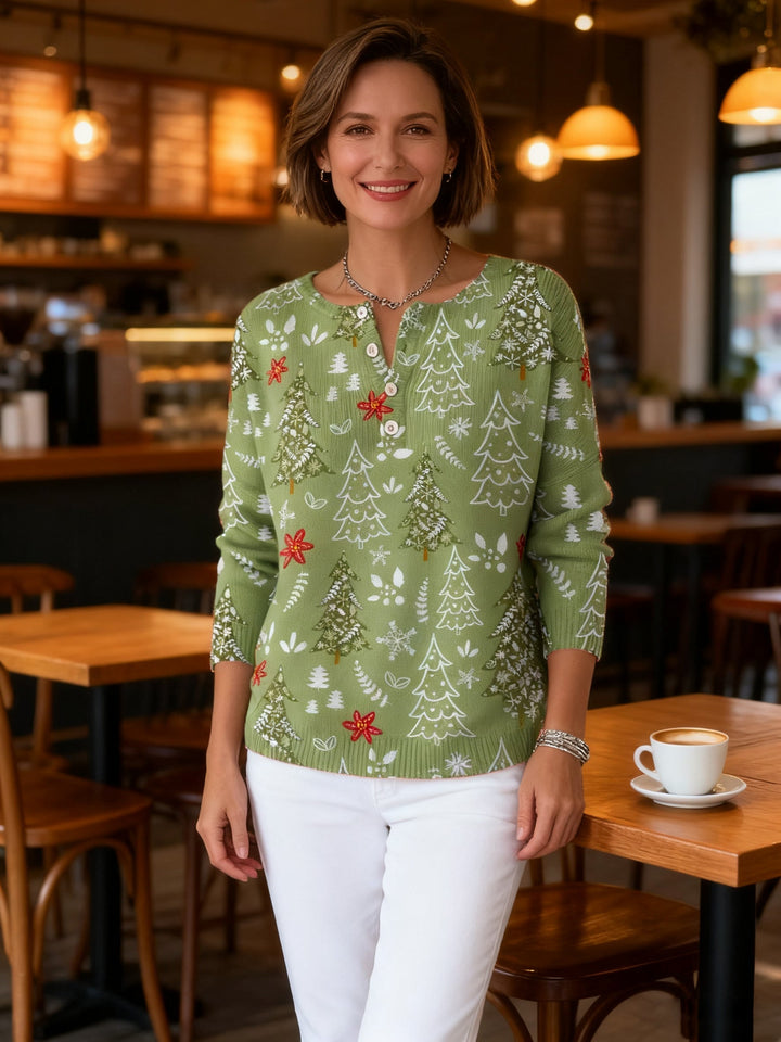 Sylvia - Christmas Sweater with Buttons