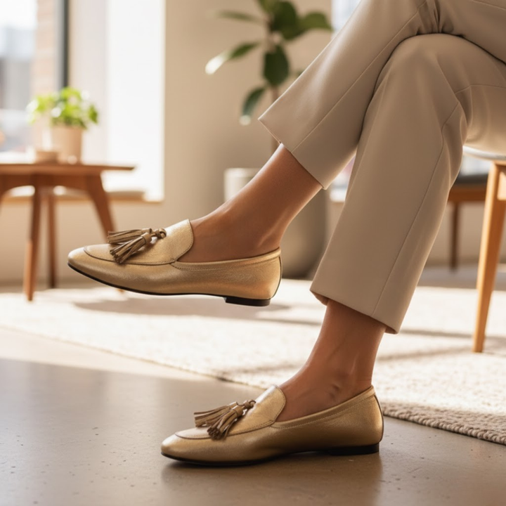 Olivia - Gold Loafers