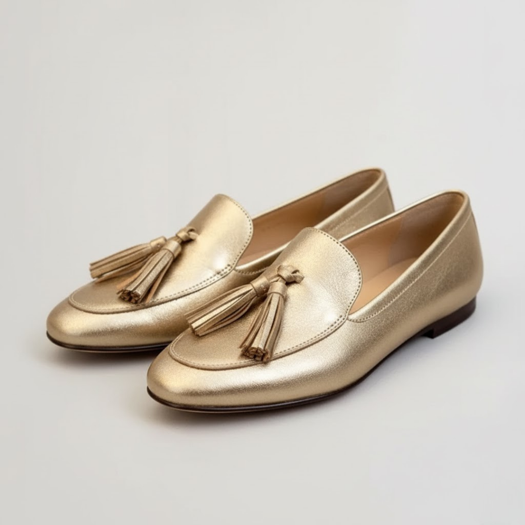 Olivia - Gold Loafers
