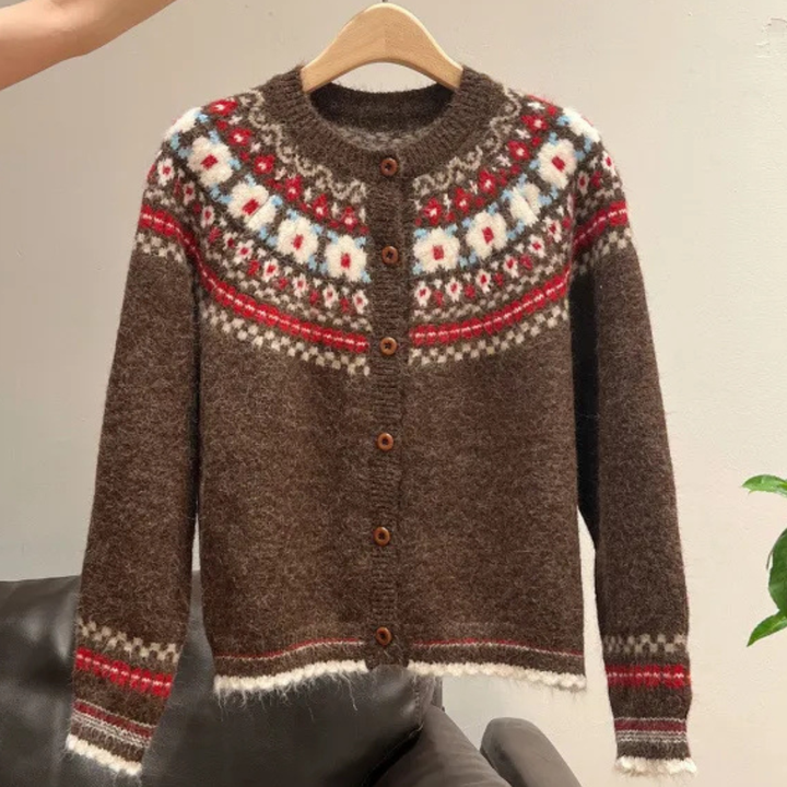 Sarah - Retro Knitted Sweater round Neck Cardigan Winter