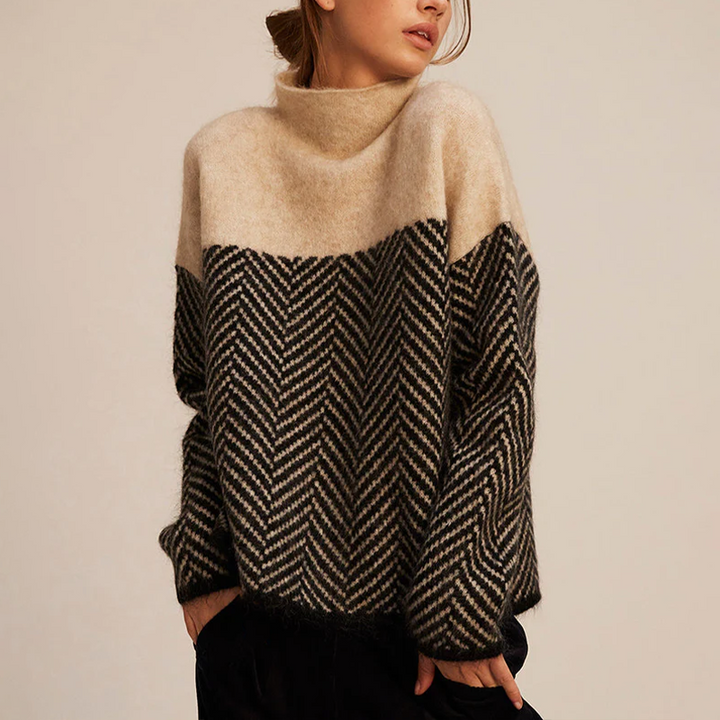 Ava - Two-Tone High-Neck Pullover