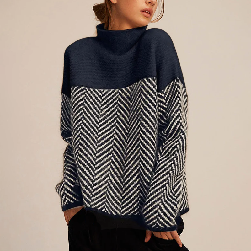 Ava - Two-Tone High-Neck Pullover