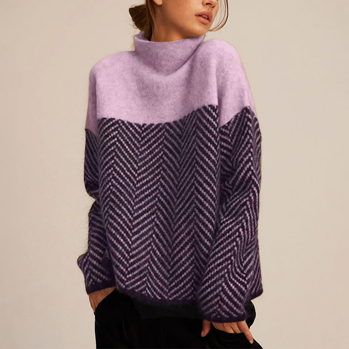 Ava - Two-Tone High-Neck Pullover