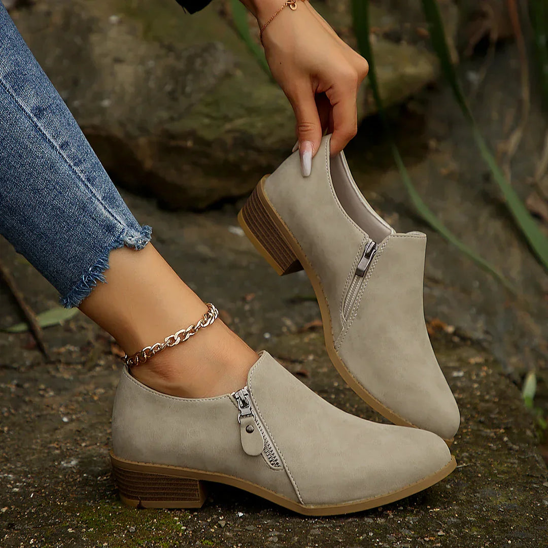 Wendy - SleekShield Zip-Up Ankle Boots