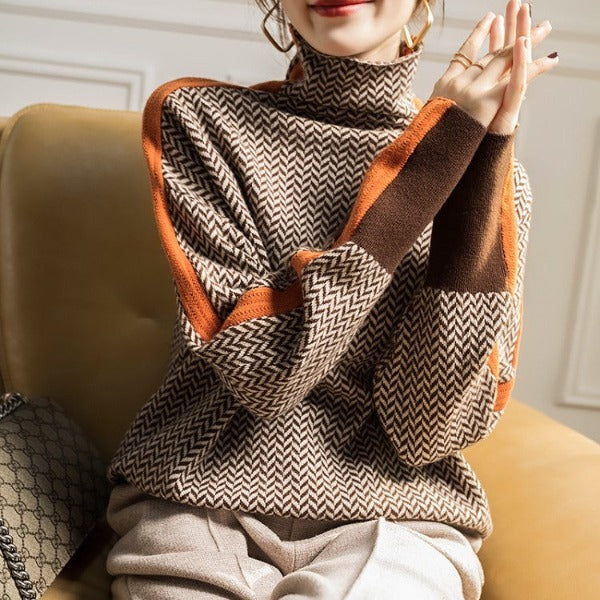Madison - Herringbone Luxe Turtleneck