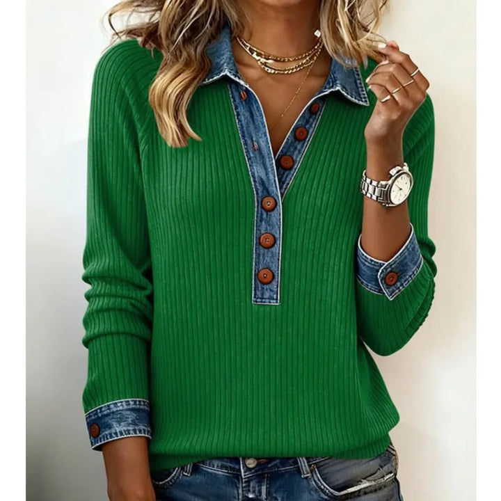 Anne - Lapel Long Sleeve Loose Top